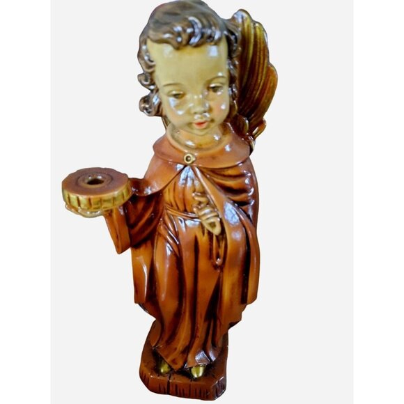 Vintage Christmas Holiday Angels 10” Pair Candle Stick Holders Japan - Picture 5 of 8